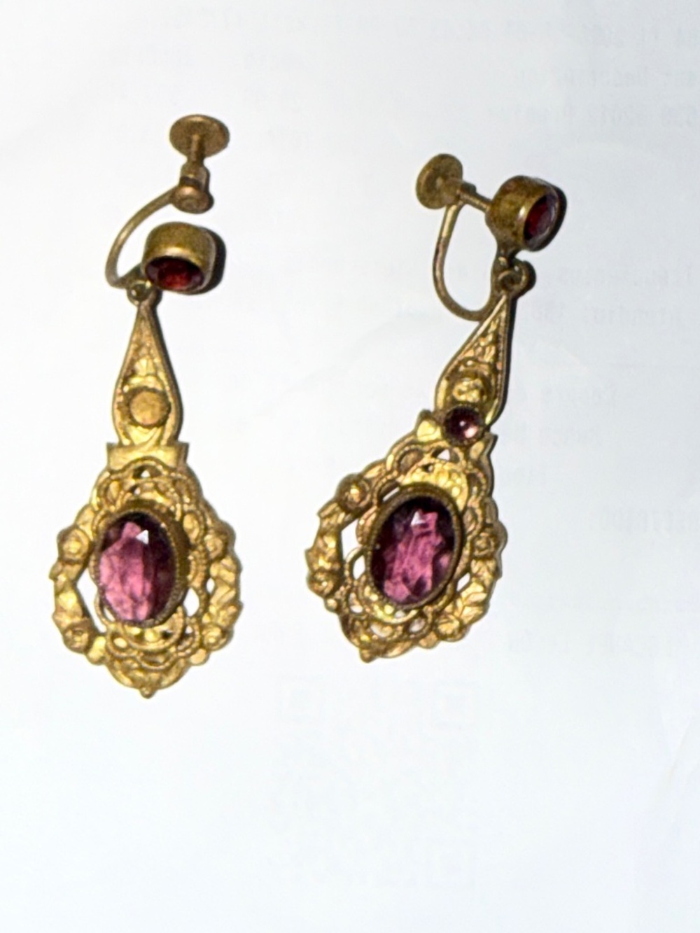 Antique gold-tone drop earrings